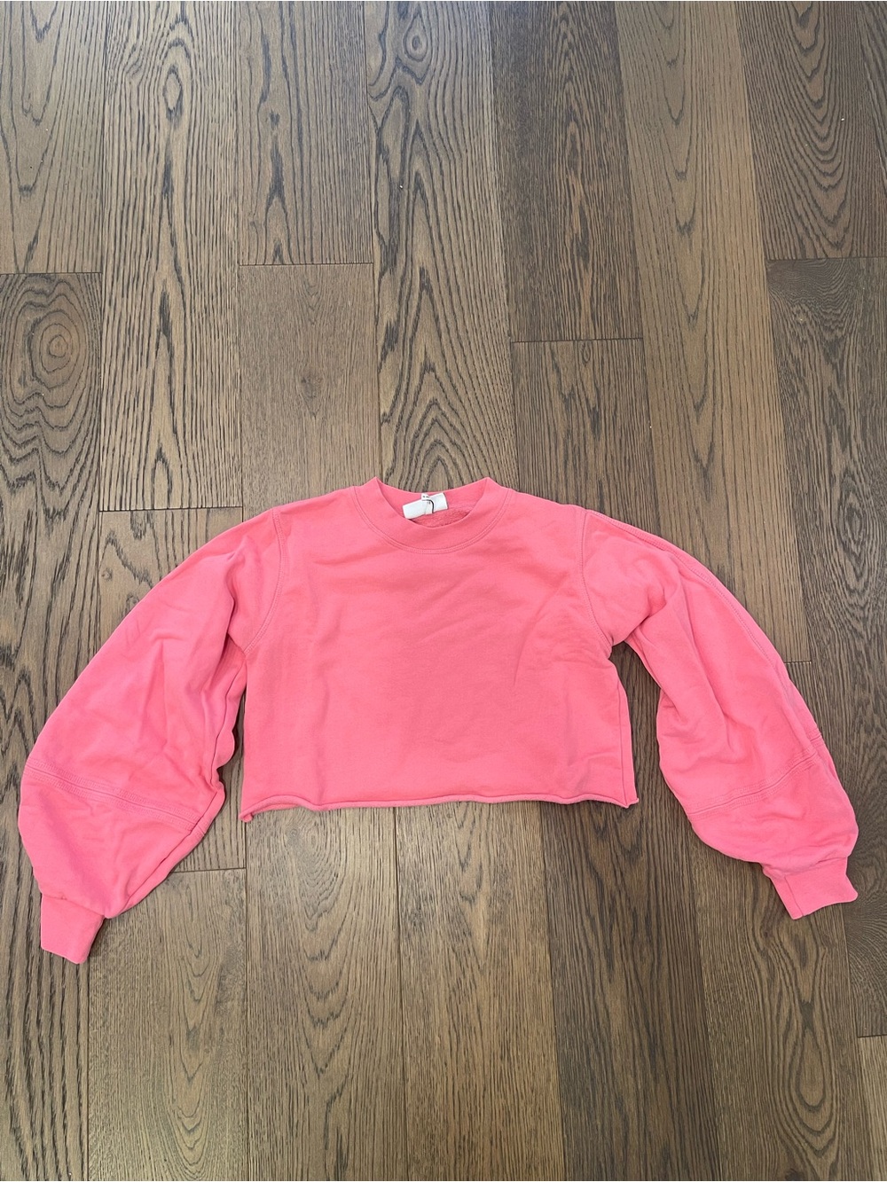 GANNI Super Cropped Pink Sweatshirt Balloon Sleeve XS
